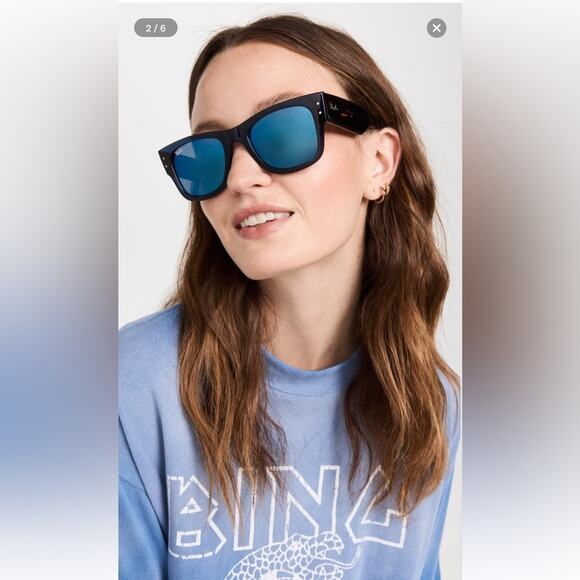 NEW Ray-Ban Mega Wayfarer Unisex Sunglasses in Trans Dark Blue/Grey Mir Blue main image 4